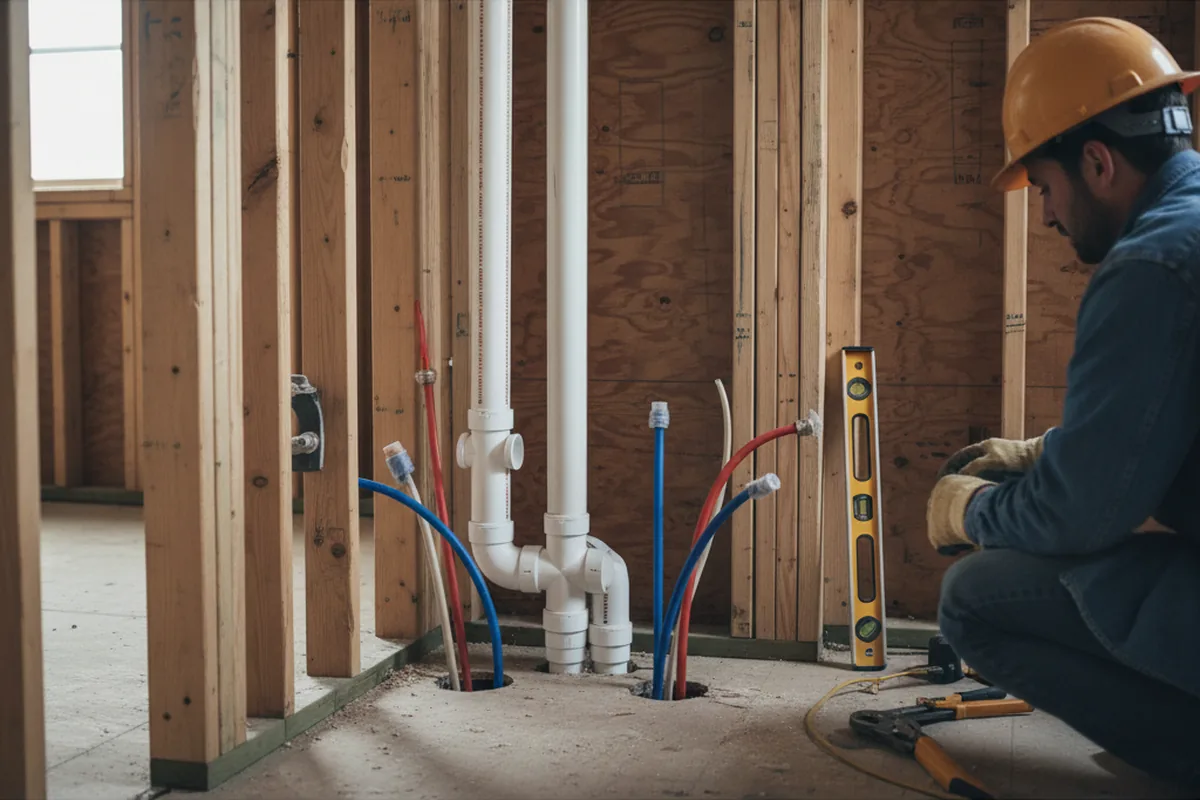 Drain and supply rough-in during Drain Cleaning in Malabar