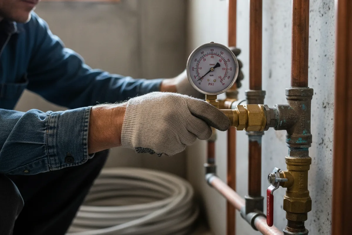Pressure testing a repaired line during Water Line Repair in Malabar